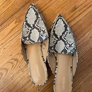 Snake skin point toe loafers slides from Express.
